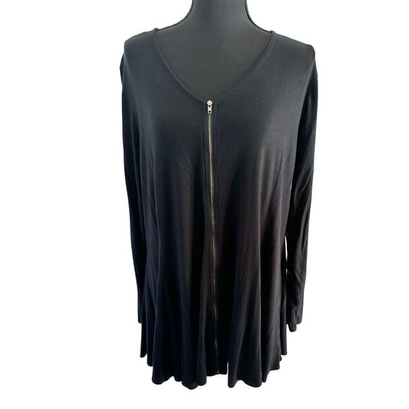 ComfyUSA Cardigan Womens Black Zip Front Swing Drape - XL - Picture 1 of 7